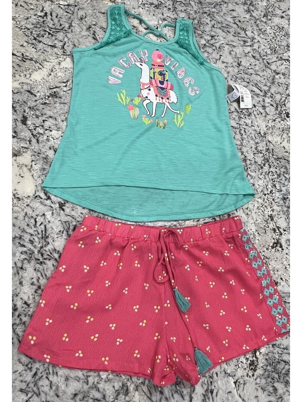 Self Esteem Girls Outfit Tank Top Matching Shorts Size XL